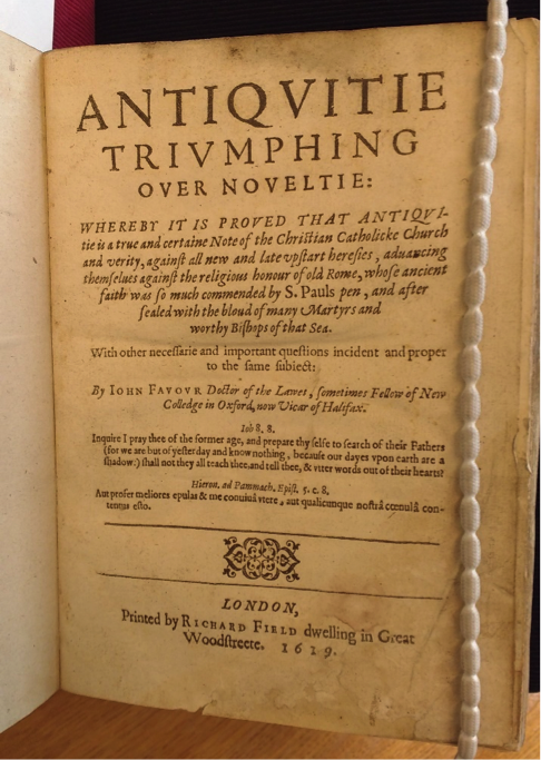 John Favour's Antiquitie triumphing over Noveltie (1619); Image by kind permission of the Chapter of York