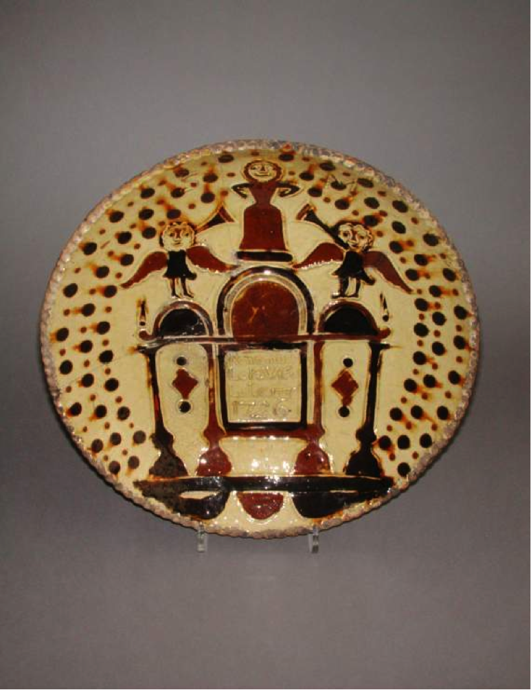 Earthenware dish with images and 'Remember Lot's Wife'